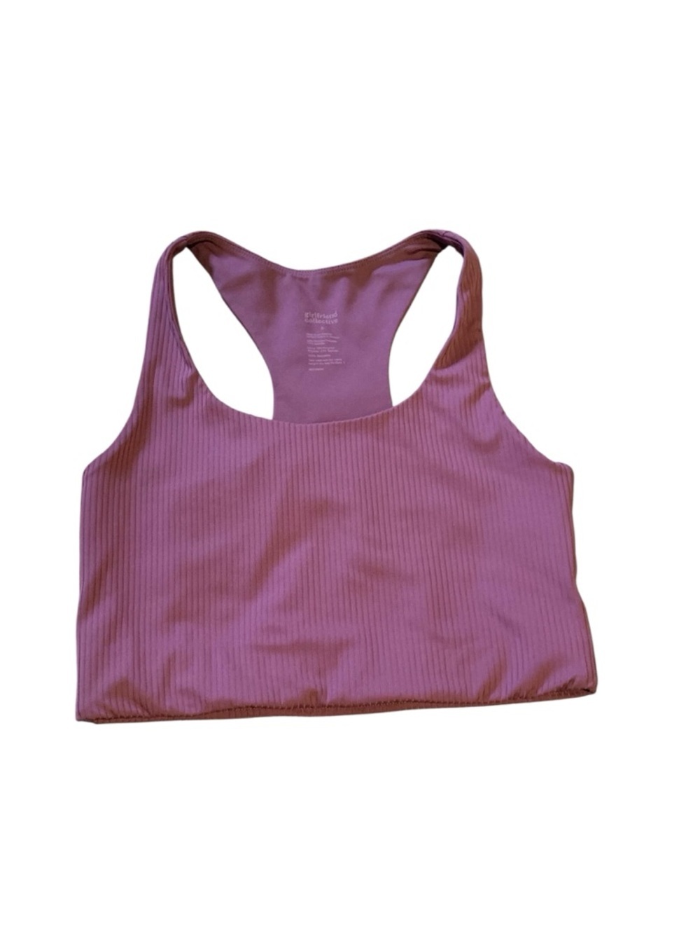 Girlfriend Collective Ribbed Dylan Tank Bra Plum Size S